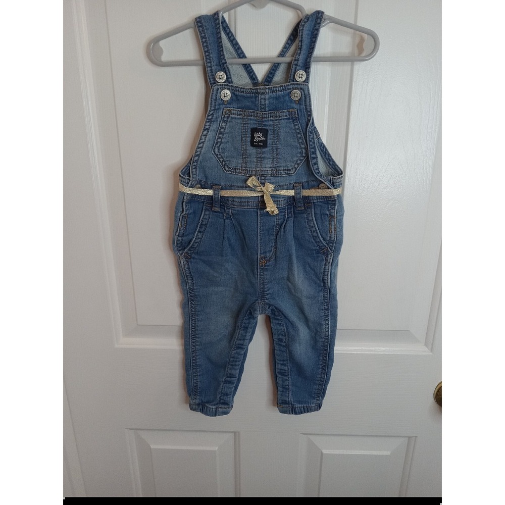 Baby B'Gosh Overalls With Gold Ribbon Belt Accent Baby Girl 12 Months - Picture 2 of 12